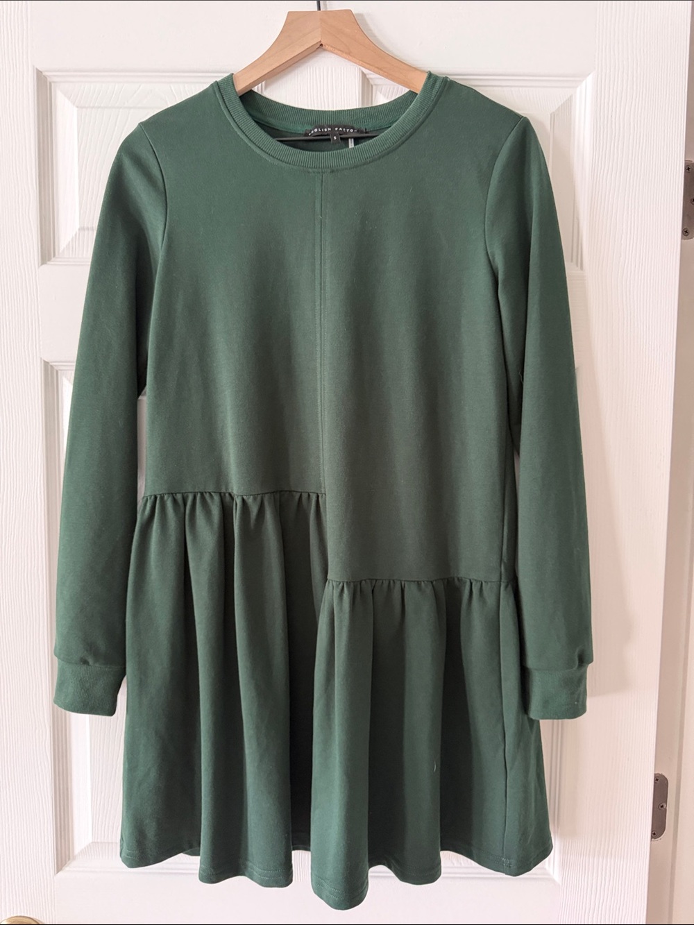 English Factory Forest Green Long Sleeve Tiered Dress